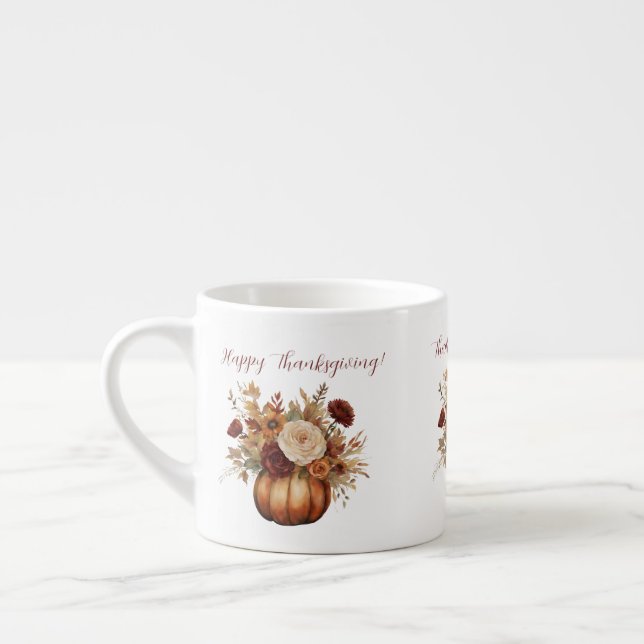 Xícara De Espresso Abóbora e Flores de Aquarela- (Esquerda)