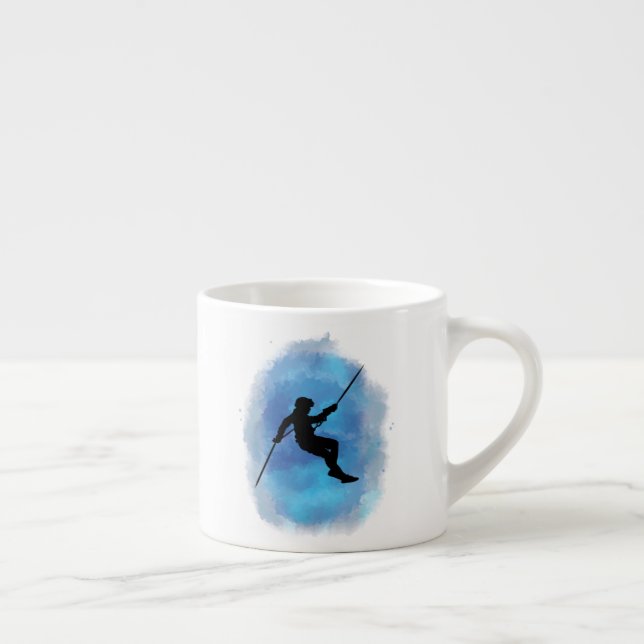 Xícara De Espresso Abseiling Watercolor, Rappelling Mountain Climber (Direita)