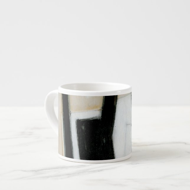Xícara De Espresso Abstrato preto e branco (Frente Esquerda)