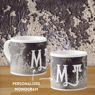 Xícara De Espresso Abstrato preto e branco (parede rachada)