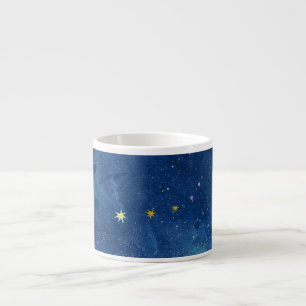 Xícara De Espresso Abstrato Starry Sky Watercolor Nebula Galaxy