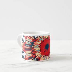 Xícara De Espresso Abstrato SUN FLOWER - azul vermelho + seu backgr.