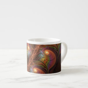 Xícara De Espresso Abstrato Trippy Marrom Fluorescente Colorido Fract