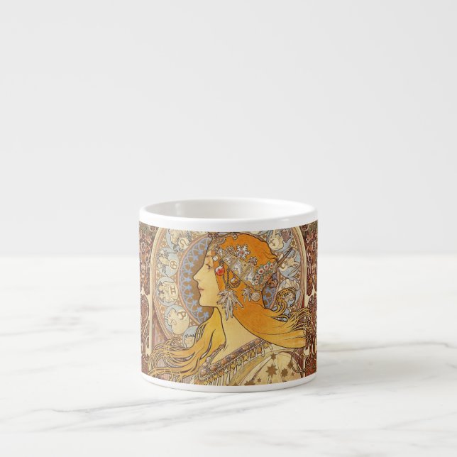 Xícara De Espresso Alfonse Mucha Zodiac Art Nouveau Mulher (Frente)