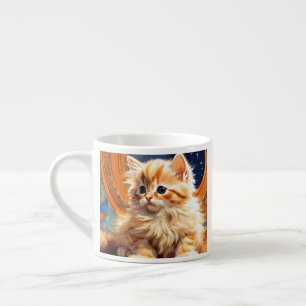 Xícara De Espresso Alphonse Mucha Art Nouveau Orange Cat