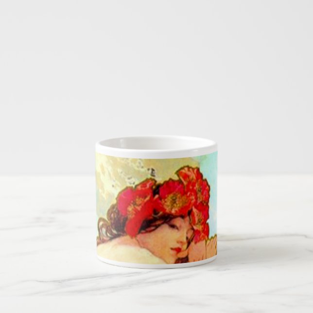 Xícara De Espresso Alphonse Mucha Art Nouveau Summer (Frente)