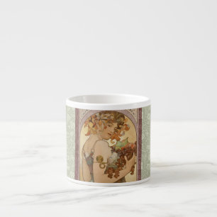 Xícara De Espresso Alphonse Mucha Fruta Art Nouveau Vintage Donzela