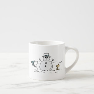 Xícara De Espresso Amendoins   Snoopy & Woodstock Construir Um Neve