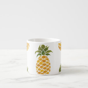 Xícara De Espresso Ananases pintados à mão, fundo de aquarela.