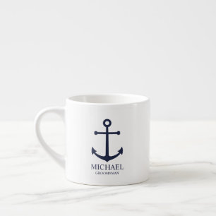 Xícara De Espresso Âncora Azul Marinho Náutico Groomsmen Personalizad