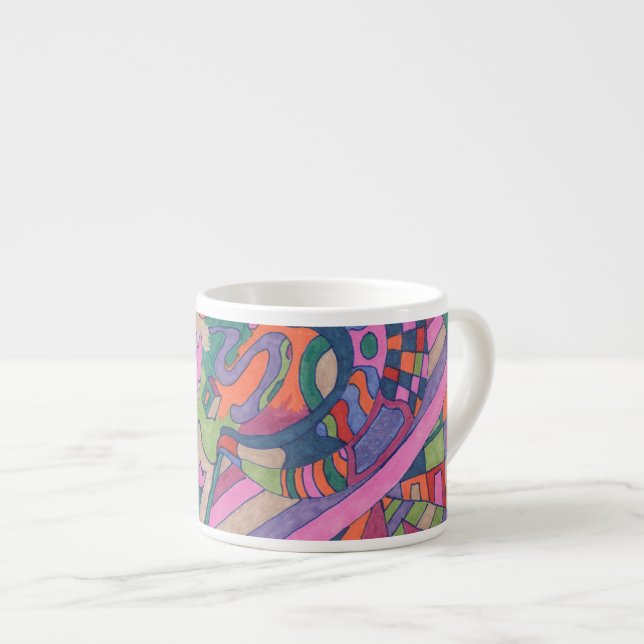 Xícara De Espresso Ande pelo Groovy Rainbow, abstrato (Frente Esquerda)
