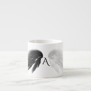 Xícara De Espresso ANGEL WINGS Monograma "Apenas Meia Mau" Engraçado