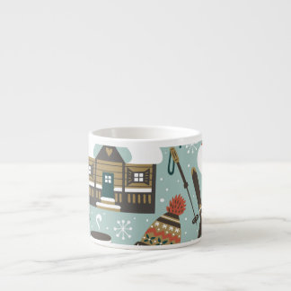 Xícara De Espresso Animais Florestais: Inverno Vintage Sem Costura.