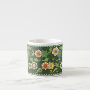 Xícara De Espresso Antigo Padrão Chinês de Cloisonné: Jade Verde