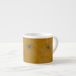 Xícara De Espresso Aranhas do Dia das Bruxas e abóboras