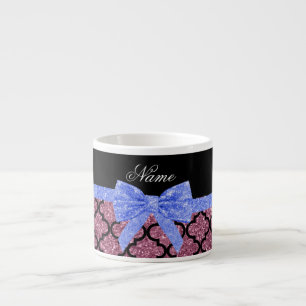 Xícara De Espresso arco azul de marroquino rosa com nome personalizad