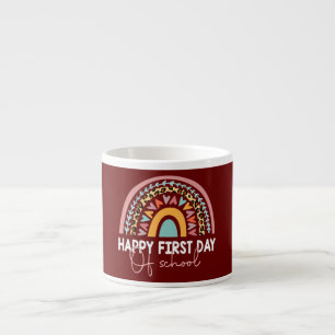 Xícara De Espresso Arco-íris Feliz Primeiro Dia De Aula Professor Men