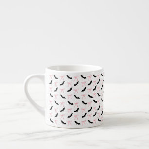 Xícara De Espresso arco rosa e morcegos de halloween Coquette