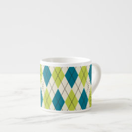 Xícara De Espresso Argyle azul e verde