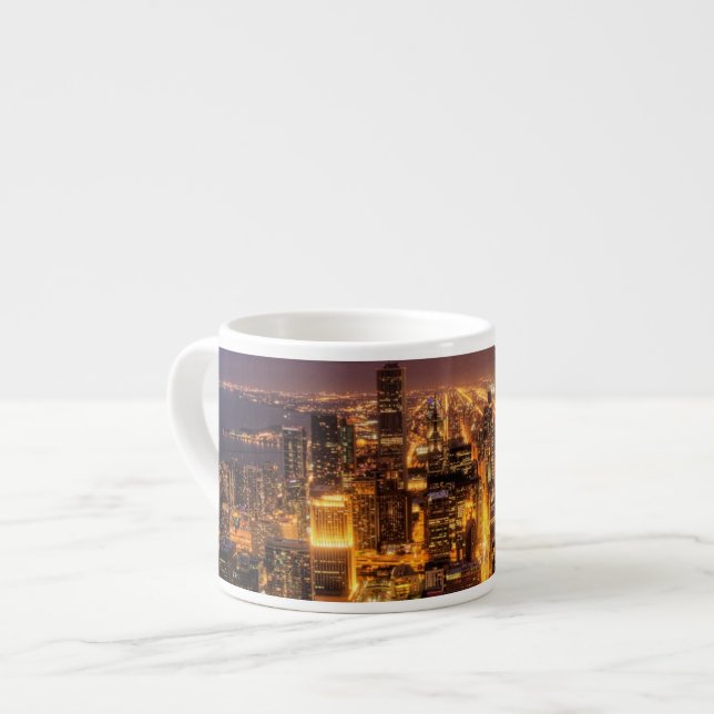 Xícara De Espresso Arquitectura da cidade da noite de Chicago (Frente Esquerda)