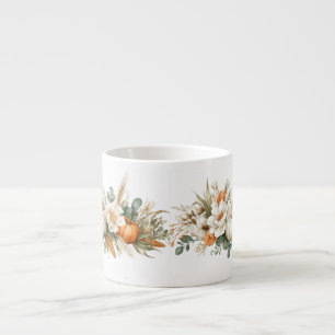 Xícara De Espresso Arranjo Floral Boho Outono