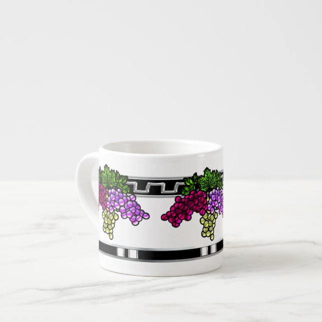 Xícara De Espresso Art Deco Grapes (6oz. Expresso Mug) (Frente Esquerda)