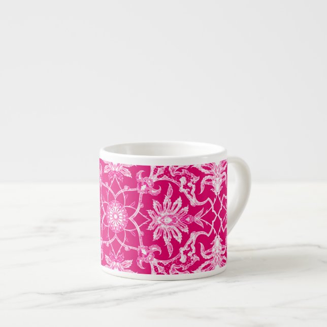 Xícara De Espresso Art Nouveau - Padrão Chinês Fuchsia - Rosa (Frente Esquerda)