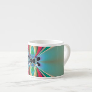 Xícara De Espresso Arte abstrata de simetria de espelho coral turques