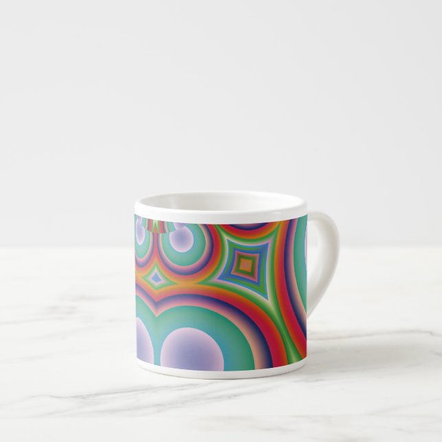 Xícara De Espresso Arte Abstrata Óptica Psicodélica Arco-Íris (Frente Esquerda)