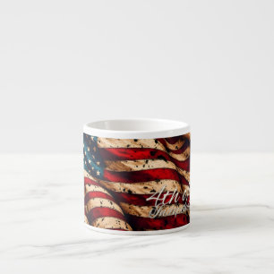 Xícara De Espresso Arte da Bandeira Americana Vintage para 4 de Julho