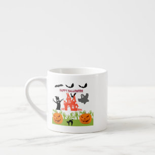 Xícara De Espresso Arte de Criaturas Assombradas de Halloween