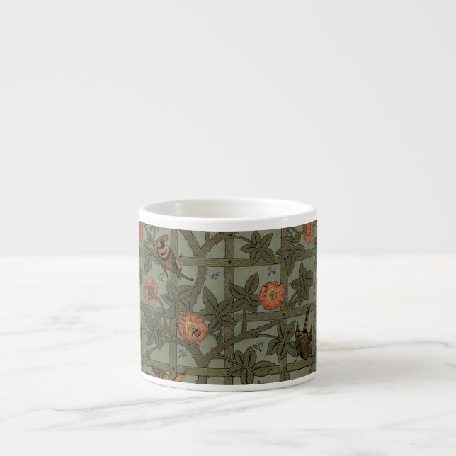 Xícara De Espresso Arte de Papel de Parede Treliça de William Morris (Frente)