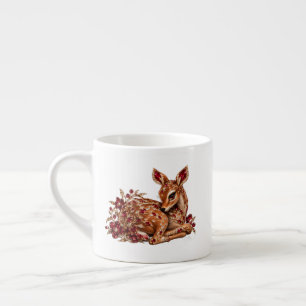 Xícara De Espresso Arte de Veado Vermelho Dourado de Luxo