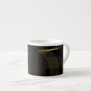 Xícara De Espresso Arte Dourada, preta, elegante, legal, única linha