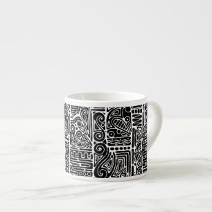 Xícara De Espresso Arte Geométrica Preta E Branca 2