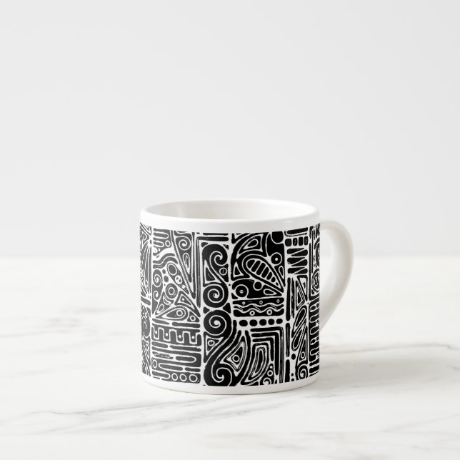 Xícara De Espresso Arte Geométrica Preta E Branca 2 (Frente Esquerda)