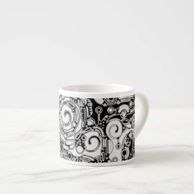 Xícara De Espresso Arte Geométrica Preta E Branca 3 (Frente Esquerda)