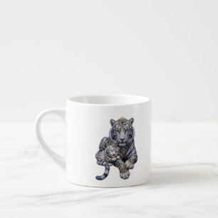 Xícara De Espresso Arte Majestosa do Tigre Branco Realeza Joalheiro