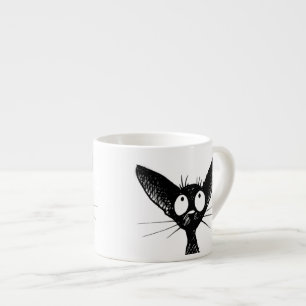 Xícara De Espresso Arte pequena bonito engraçada do gato preto