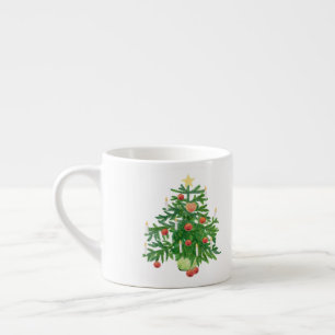 Xícara De Espresso Árvore de Natal Vintage com um Biscoito de Estrela
