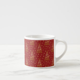 Xícara De Espresso Árvore Elegante Vermelha e Dourada