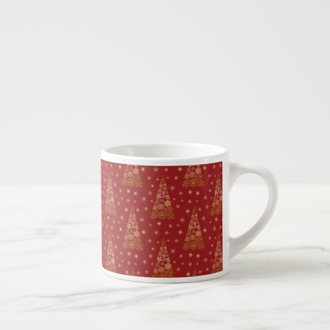 Xícara De Espresso Árvore Elegante Vermelha e Dourada (Direita)