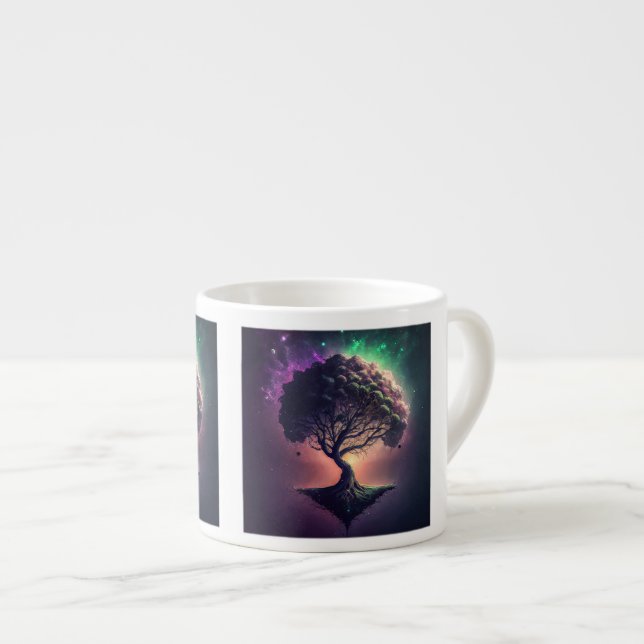 Xícara De Espresso Árvore no Espaço - Mug Espresso (Frente Esquerda)