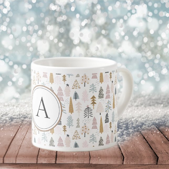 Xícara De Espresso Árvores de Natal Country Monograma 6oz (Criador carregado)