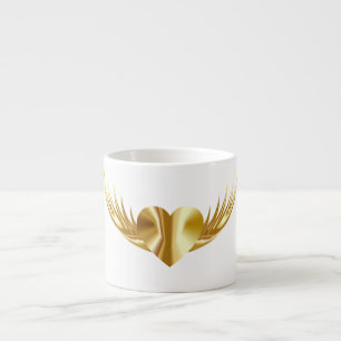 Xícara de Espresso Asas Coração Dourado