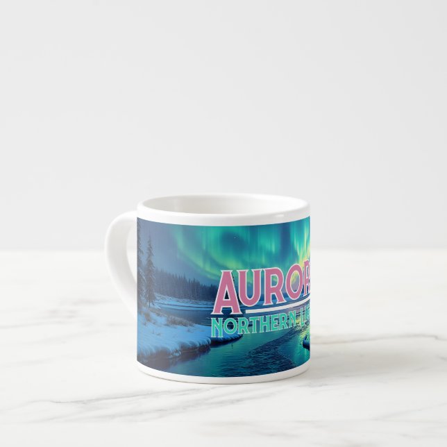 Xícara De Espresso Aurora Boreal Luzes do Norte (Frente Esquerda)