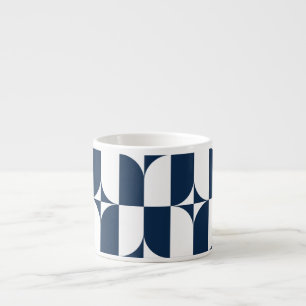 Xícara De Espresso Azul Negrito e Médio Branco Moderno E Geométrico