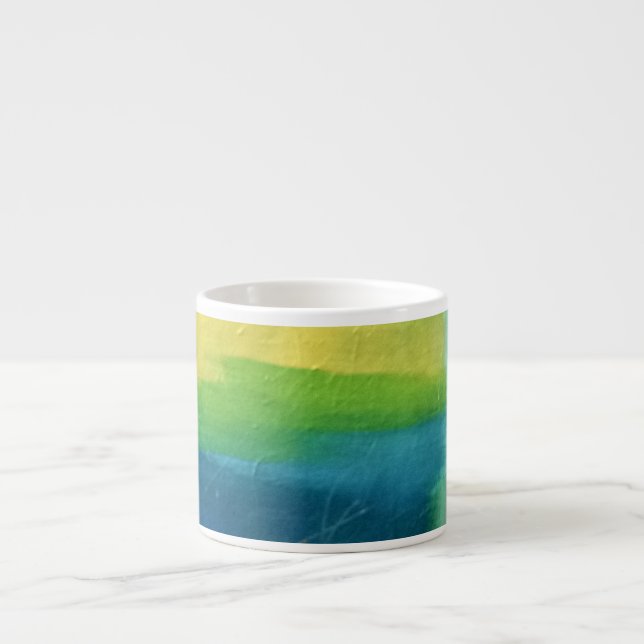 Xícara De Espresso Azul, Verde, Abstrato Amarelo - Mug Espresso (Frente)