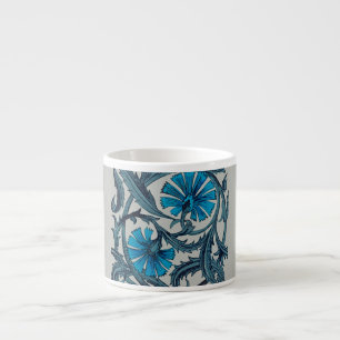 Xícara De Espresso Azulejo decorativo rústico de arte floral azul vin