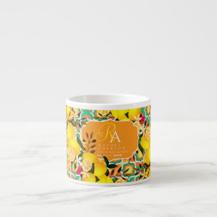 Xícara De Espresso Azulejos Mediterrâneos de Limão Laranja Verde